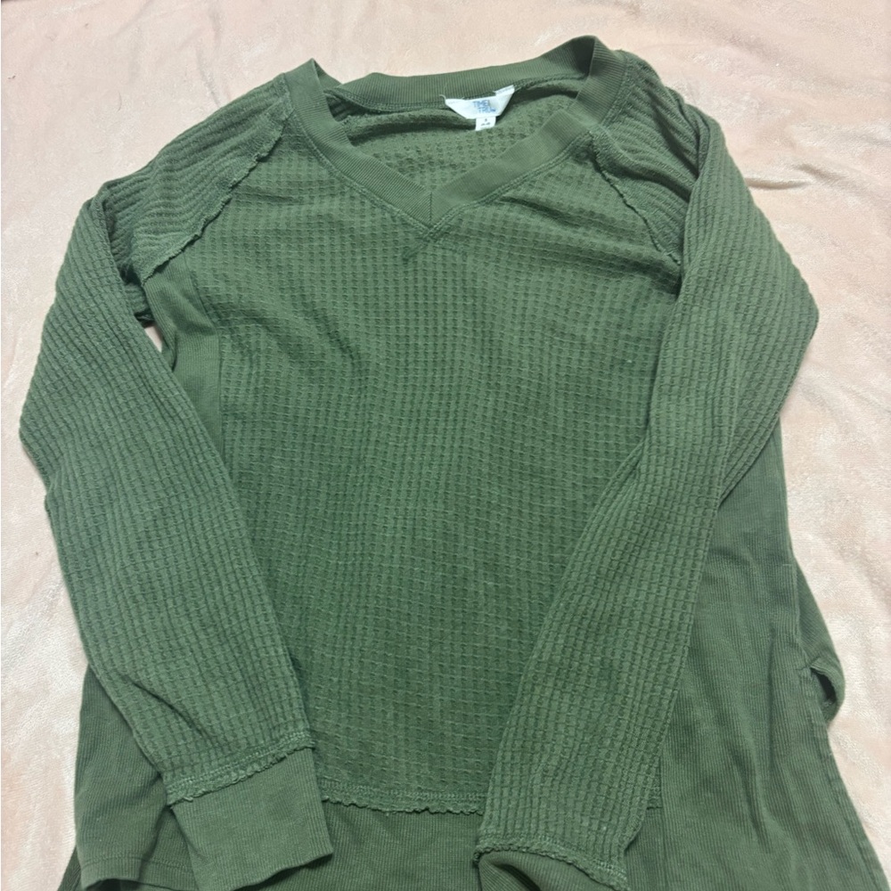 Time and Tru Olive Textured Knit Top